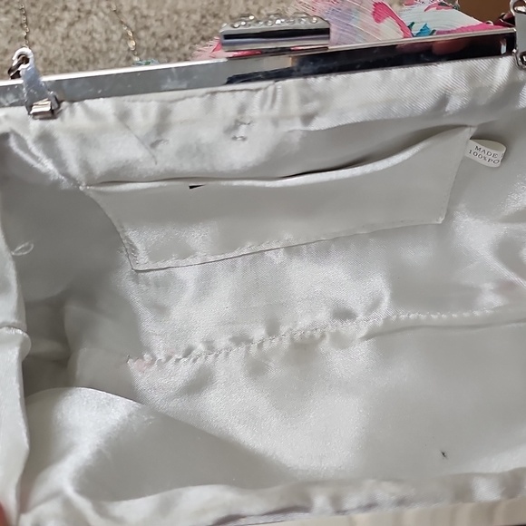 Lulu Townsend Scarf Pink and Blue Floral Chained Clutch Purse - Picture 5 of 6